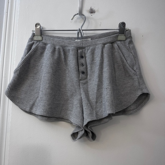 Abercrombie & Fitch Gray Waffle Knit Lounge Shorts with Buttons M - Picture 4 of 11